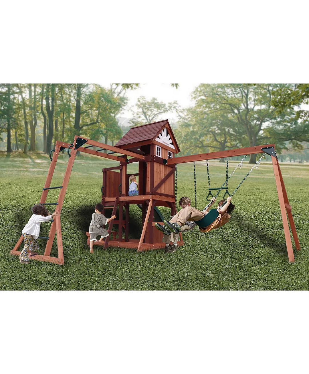 Mount Peak - Altalena e casetta da gioco Vinson Massif con tetto in legno - immagine 3