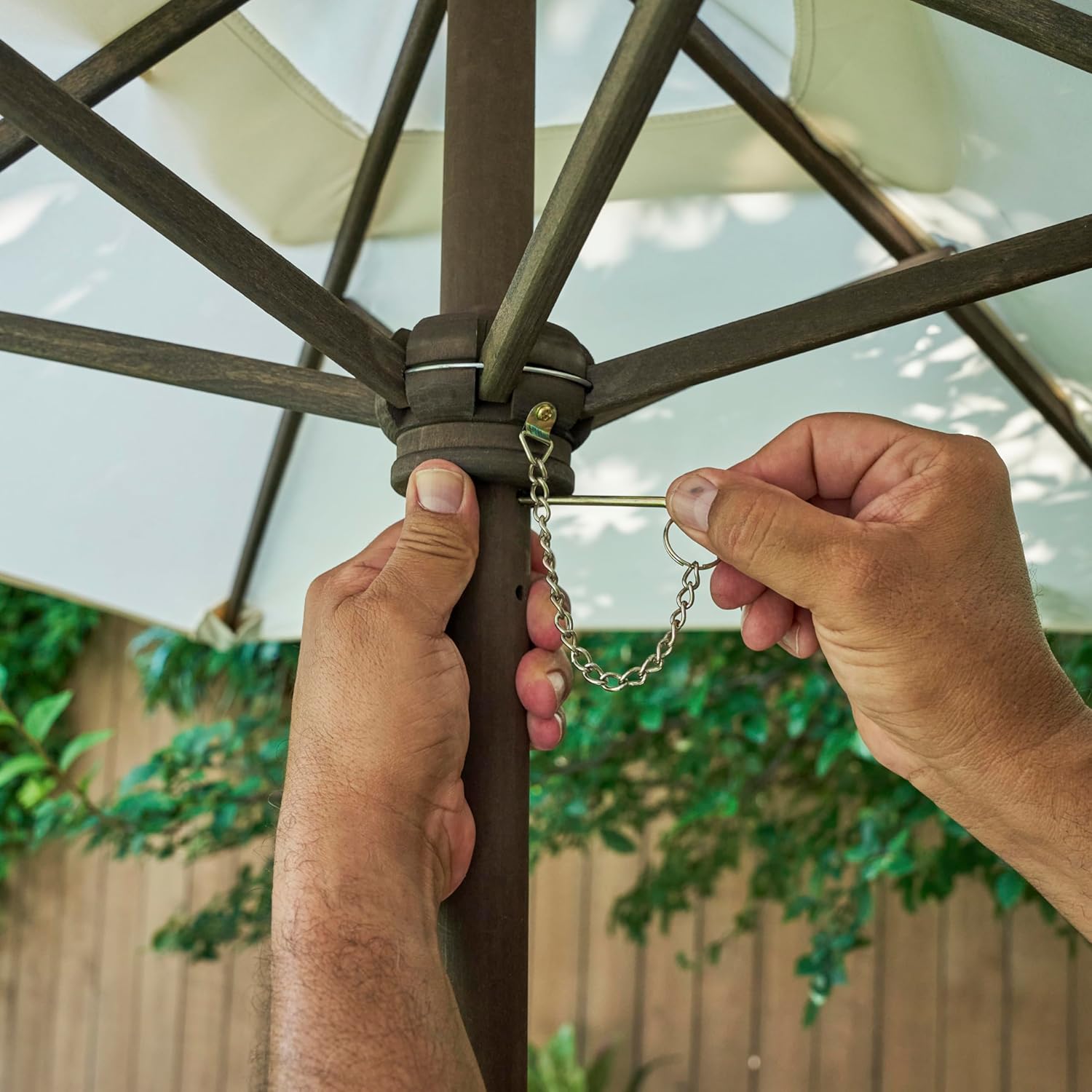 Set di pouf e ombrellone da esterno - Bear Brown & Beige - immagine 3